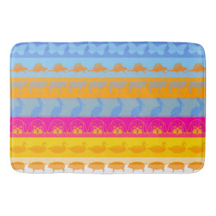 Retro kleurrijke dieren Modern Stripes Patroon #3 Badmat