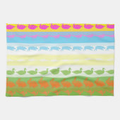 Retro kleurrijke dieren Modern Stripes Patroon #5 Theedoek (Horizontaal)