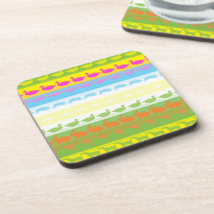 Retro kleurrijke dieren Modern Stripes Patroon #6 Onderzetter
