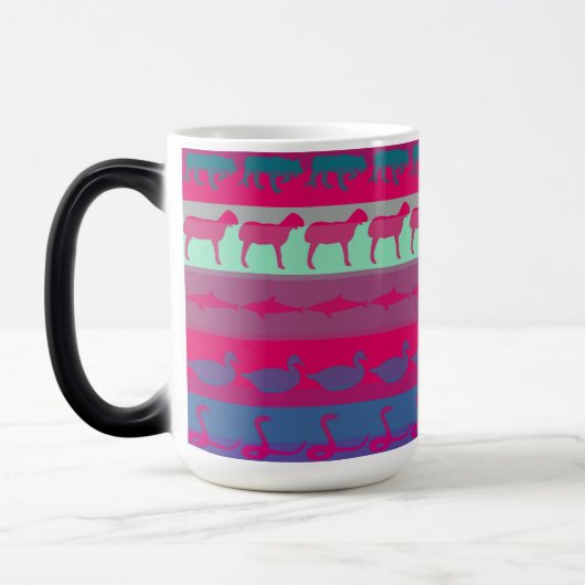 Retro kleurrijke dieren Moderne strepen patroon #9 Magische Mok (Links)