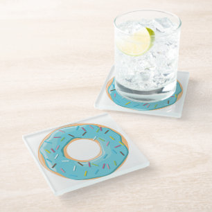 Retro Kleurrijke Donut Patroon Minimalistische Leu Glazen Onderzetter