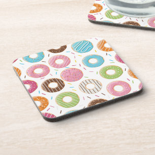 Retro Kleurrijke Donut Patroon Minimalistische Pre Bier Onderzetter