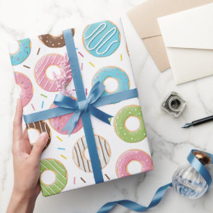 Retro Kleurrijke Donut Patroon Minimalistische Pre Cadeaupapier