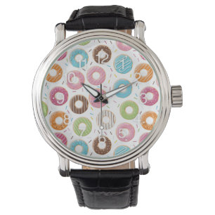 Retro Kleurrijke Donut Patroon Minimalistische Pre Horloge
