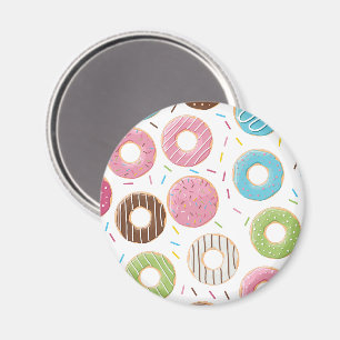 Retro Kleurrijke Donut Patroon Minimalistische Pre Magneet
