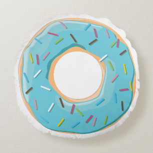 Retro Kleurrijke Donut Patroon Minimalistische Pre Rond Kussen