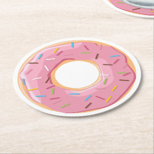 Retro Kleurrijke Donut Patroon Minimalistische Pre Ronde Kartonnen Onderzetter