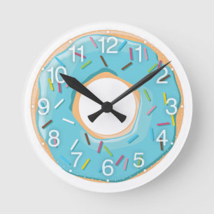 Retro Kleurrijke Donut Patroon Minimalistische Pre Ronde Klok