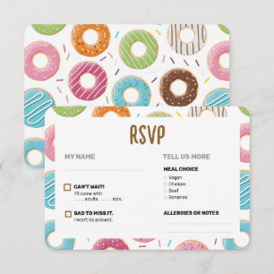 Retro Kleurrijke Donut Patroon Minimalistische Pre RSVP Kaartje