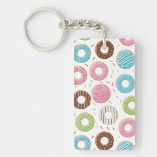 Retro Kleurrijke Donut Patroon Minimalistische Pre Sleutelhanger