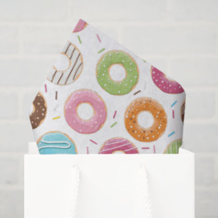 Retro Kleurrijke Donut Patroon Minimalistische Pre Tissuepapier