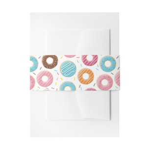 Retro Kleurrijke Donut Patroon Minimalistische Pre Uitnodigingen Wikkel