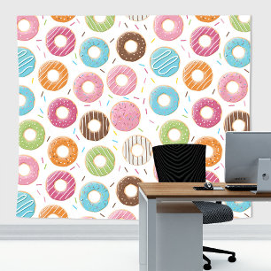 Retro Kleurrijke Donut Patroon Minimalistische Pre Wandkleed