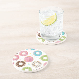 Retro Kleurrijke Donut Patroon Minimalistische Pre Zandsteen Onderzetter