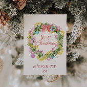 Retro Kleurrijke Eigenzinnige Groene Kerst Bow Kra Feestdagenkaart