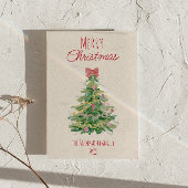 Retro Kleurrijke Eigenzinnige Rode Groene Kerstboo Feestdagenkaart