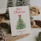 Retro Kleurrijke Eigenzinnige Rode Groene Kerstboo Feestdagenkaart