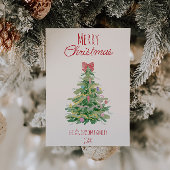 Retro Kleurrijke Eigenzinnige Rode Groene Kerstboo Feestdagenkaart