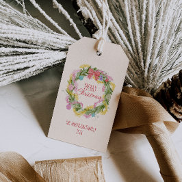 Retro Kleurrijke Eigenzinnige Vrolijke Kerst Bow K Cadeaulabel