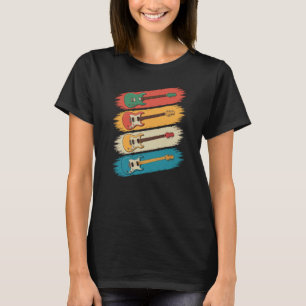 Retro Kleurrijke Elektrische Gitaar Vintage Gitaar T-shirt