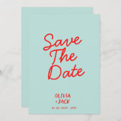 Retro Kleurrijke Fel Funky Unieke Moderne Trouw  Save The Date (Voorkant / Achterkant)