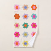 Retro Kleurrijke Floral Preppy Abstract Flowers Bad Handdoek (Handdoek)