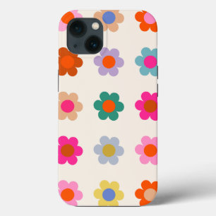 Retro Kleurrijke Floral Preppy Abstract Flowers Case-Mate iPhone Case