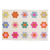 Retro Kleurrijke Floral Preppy Abstract Flowers Kussensloop (Achterkant)