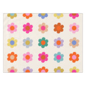 Retro Kleurrijke Floral Preppy Abstract Flowers Tafelkleed (Voorkant (Horizontaal))