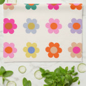 Retro Kleurrijke Floral Preppy Abstract Flowers Theedoek (Gevouwen)