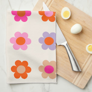 Retro Kleurrijke Floral Preppy Abstract Flowers Theedoek