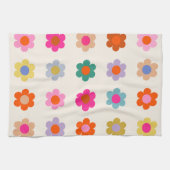 Retro Kleurrijke Floral Preppy Abstract Flowers Theedoek (Horizontaal)