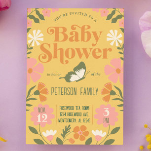 Retro Kleurrijke Flower Garden Baby shower Kaart