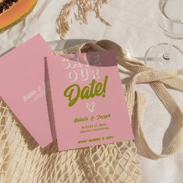 Retro Kleurrijke Funky Bold Fun Unieke bruiloft Save The Date