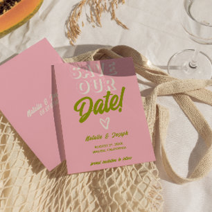 Retro Kleurrijke Funky Bold Fun Unieke bruiloft Save The Date