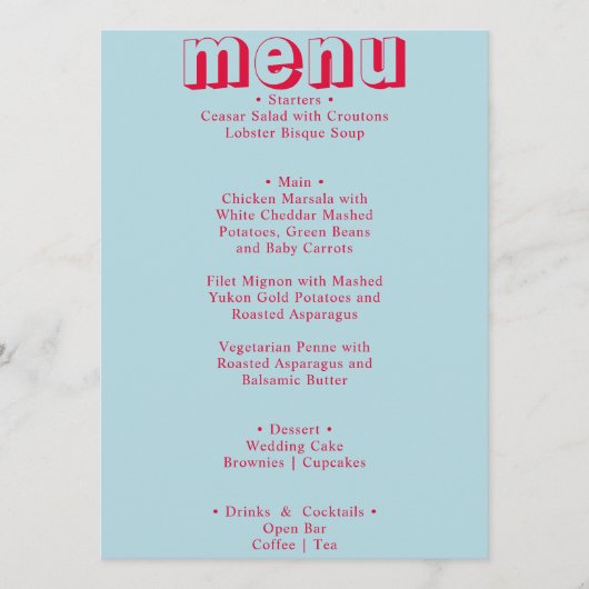 Retro Kleurrijke Funky Bold Moderne Unieke Bruilof Menu (Voorkant)