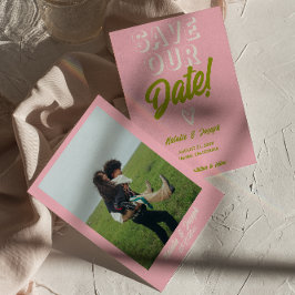 Retro Kleurrijke Funky Bold Moderne Unieke Bruilof Save The Date