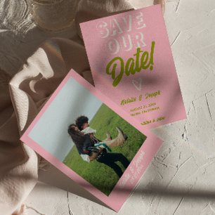 Retro Kleurrijke Funky Bold Moderne Unieke Bruilof Save The Date
