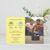 Retro Kleurrijke Gay Fotobruiloft Kaart (Staand voorkant)