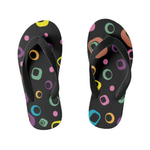 Retro Kleurrijke Geometrische Cirkels en Vierkante Kinder Teenslippers