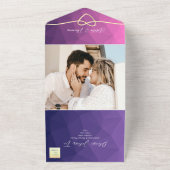 Retro Kleurrijke Geometrische Foto Huwelijksuitnod All In One Uitnodiging (Buitenkant)