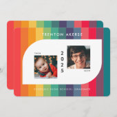 Retro kleurrijke geometrische vorm Afstuderen foto Aankondiging (Voorkant / Achterkant)