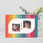 Retro kleurrijke geometrische vorm Afstuderen foto Aankondiging (Staand voorkant)