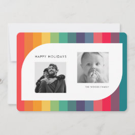 Retro Kleurrijke Geometrische Vorm Foto Feestdagenkaart