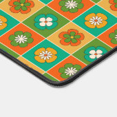 Retro Kleurrijke Geruite Groovy Flower Script naam Bureaumat (Hoek)