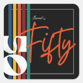 Retro Kleurrijke Gestreepte Verjaardagsfeest Chic Vierkante Sticker (Voorkant)