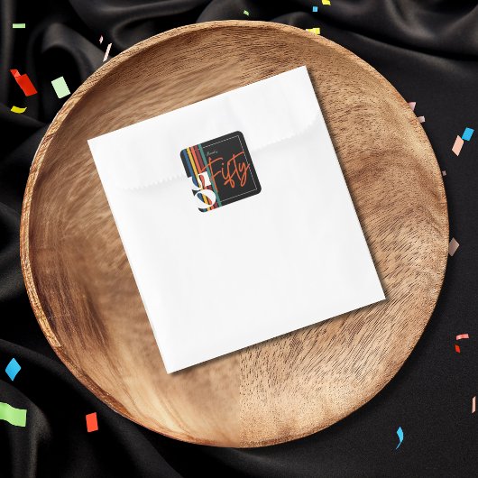 Retro Kleurrijke Gestreepte Verjaardagsfeest Chic Vierkante Sticker