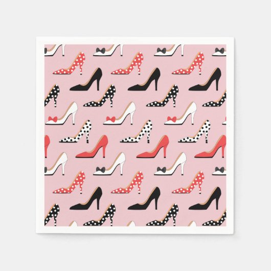 Retro Kleurrijke Girly Hoge Hak Pump Schoenen Patr Servetten (Voorkant)