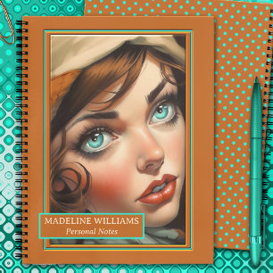 Retro Kleurrijke Girly Illustratie Notitieboek