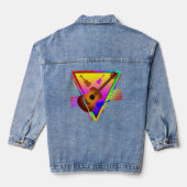 Retro Kleurrijke Gitaar Denim Jacket (Achterkant)